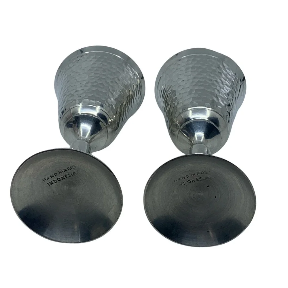 Indonesia Set of 2 Handmade‎ Hammered Wine Goblets 6